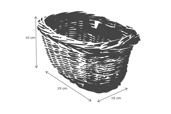 De afmetingen van het mandje
